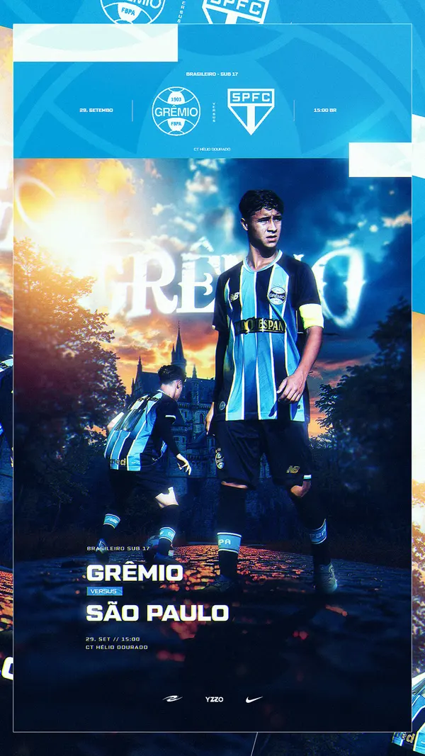 Match Day de Grêmio x São Paulo, em azul.